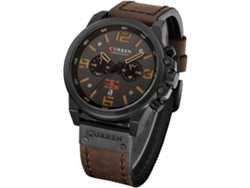 Reloj de pulsera resistente al agua con correa de cuero y cronógrafo negro 30M