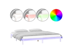 Maison Exclusive - Estructura Cama Led Sin Colchón Madera Maciza Blanco 140x200 Cm
