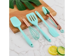 2026-41999-set De 5 Utensilios De Cocina De Silicona Resistente Al Calor Para Hornear, Colador Y Espátulas Antiadherentes (verde)