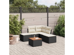 Conjunto de sofás de jardín de 6 piezas DKD Home Decor con cojines de mimbre negros