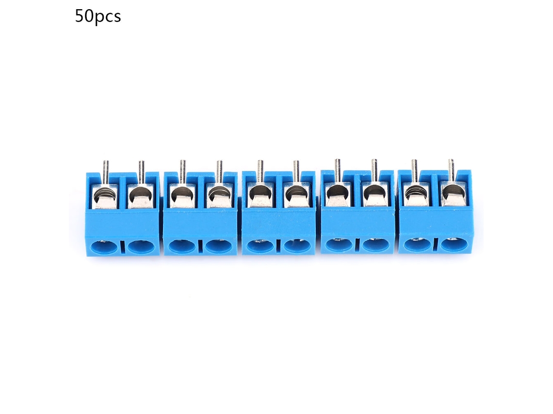 50pcs Conector Terminal De Tornillo 2pin Pcb Kf301v-5.0 Azul Pitch 5.0mm Para Cableado
