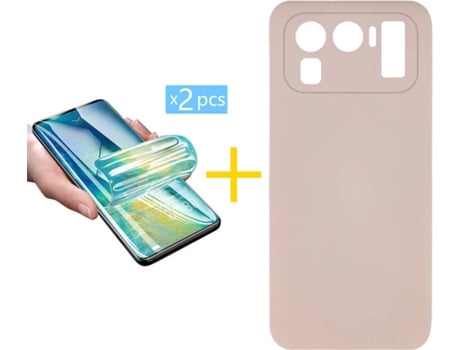 Carcasa + 2 Protectores de Pantalla para Xiaomi MI 11 Ultra SKYHE Rosa Pastel