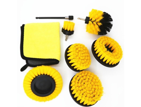 Cepillos de limpieza para taladro / destornillador, Amarillo, 8 piezas