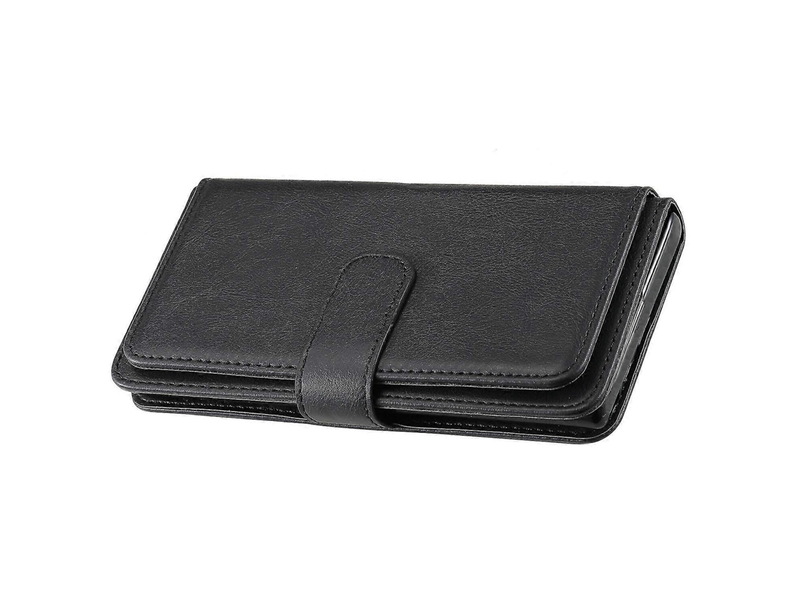 Nueva Funda Compatible Con Iphone 8 Plus/7 Plus, Estilo Billetera De Cuero Retro, Tapa Magnética Con 10 Ranuras Para Tarjetas, Color Negro