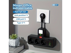 Enchufe De Pared (versión De Cable Corto) Con Interruptor Para Portátiles Y Teletrabajo.