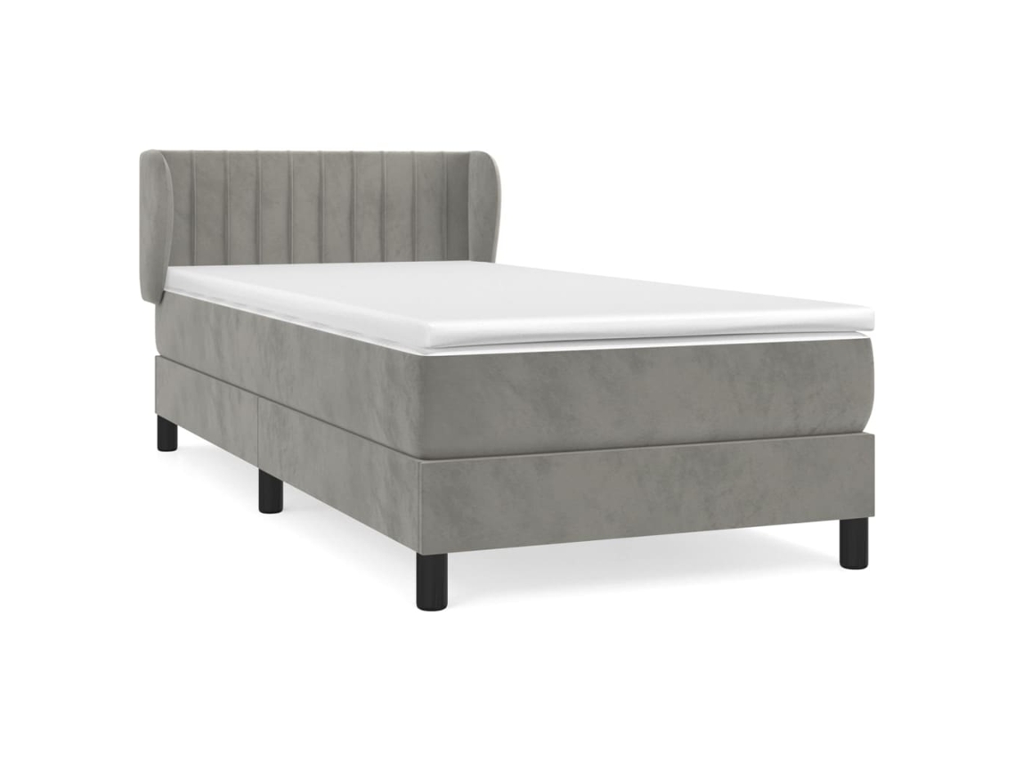 Maison Exclusive - Cama Box Spring Con Colchón Terciopelo Gris Claro 80x200 Cm