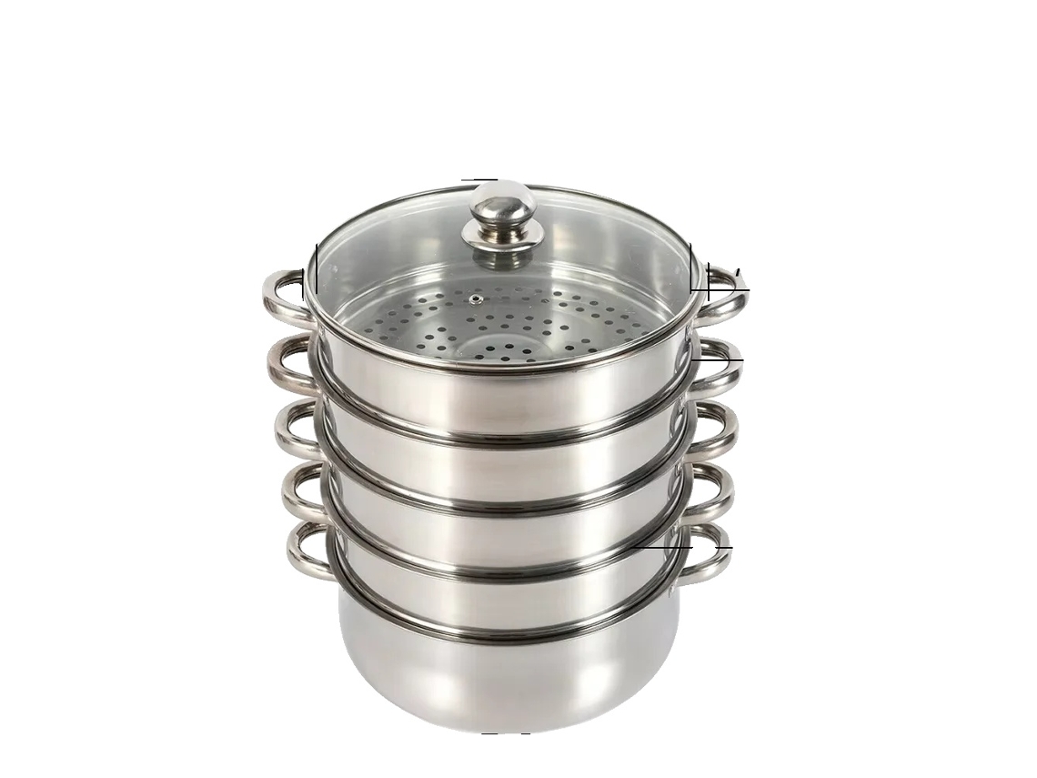 Vaporera de acero inoxidable con diseño multicapa, 28 cm.