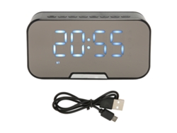 Reloj Despertador Bluetooth Con Espejo Y Altavoz, Radio Fm, Pantalla Digital Y Anuncio Por Voz - Negro
