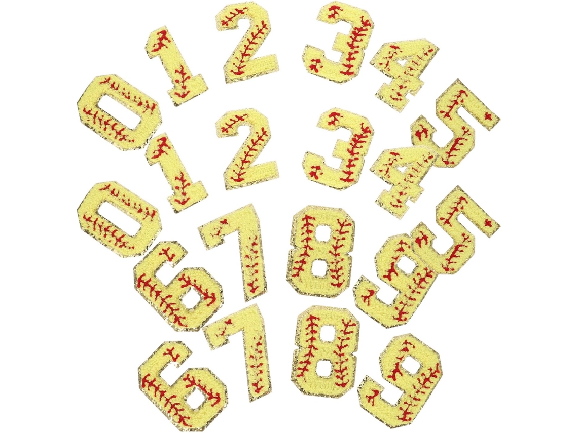 Juego De 20 Parches Termoadhesivos De Números De Béisbol En Poliéster Con Bordado De Esponja.