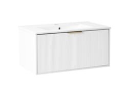 Mueble de baño de pared Beliani Tilcara con lavabo de MDF blanco 80x45x38