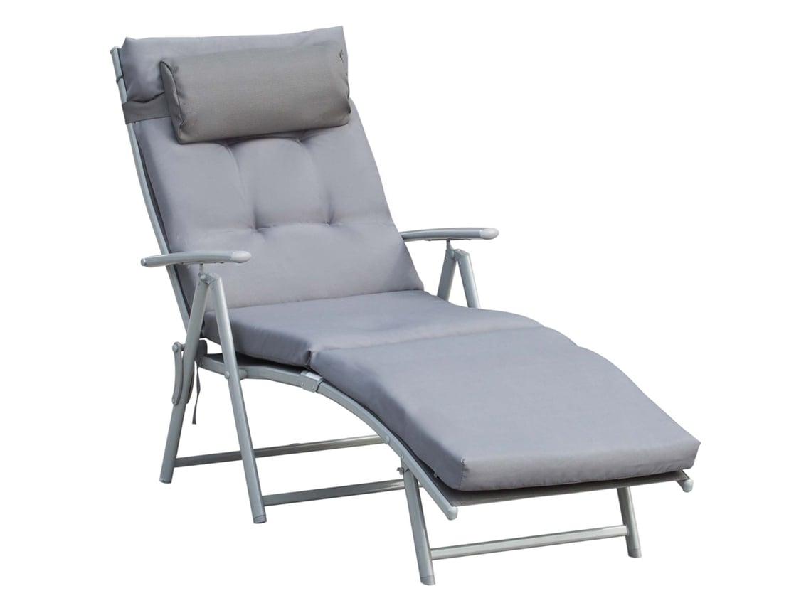 Espreguiçadeira Jardim 7 Posições 137x63,5x100,5 Cinza
