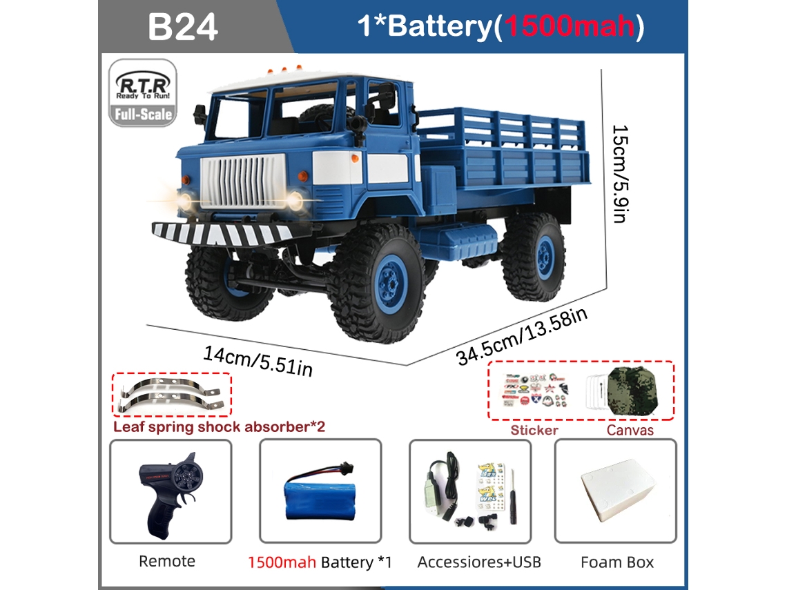 Camión militar teledirigido Gaz 66 4x4 todoterreno, escala 1/16, modelo B24, coche de escalada teledirigido, vehículo de simulación coleccionable. Aeuzwr