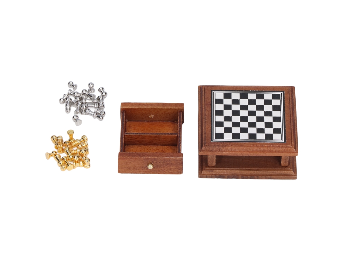 Conjunto De Xadrez Miniatura 1:12 Para Casinha De Boneca Decorativa Presente Com 32 Peças