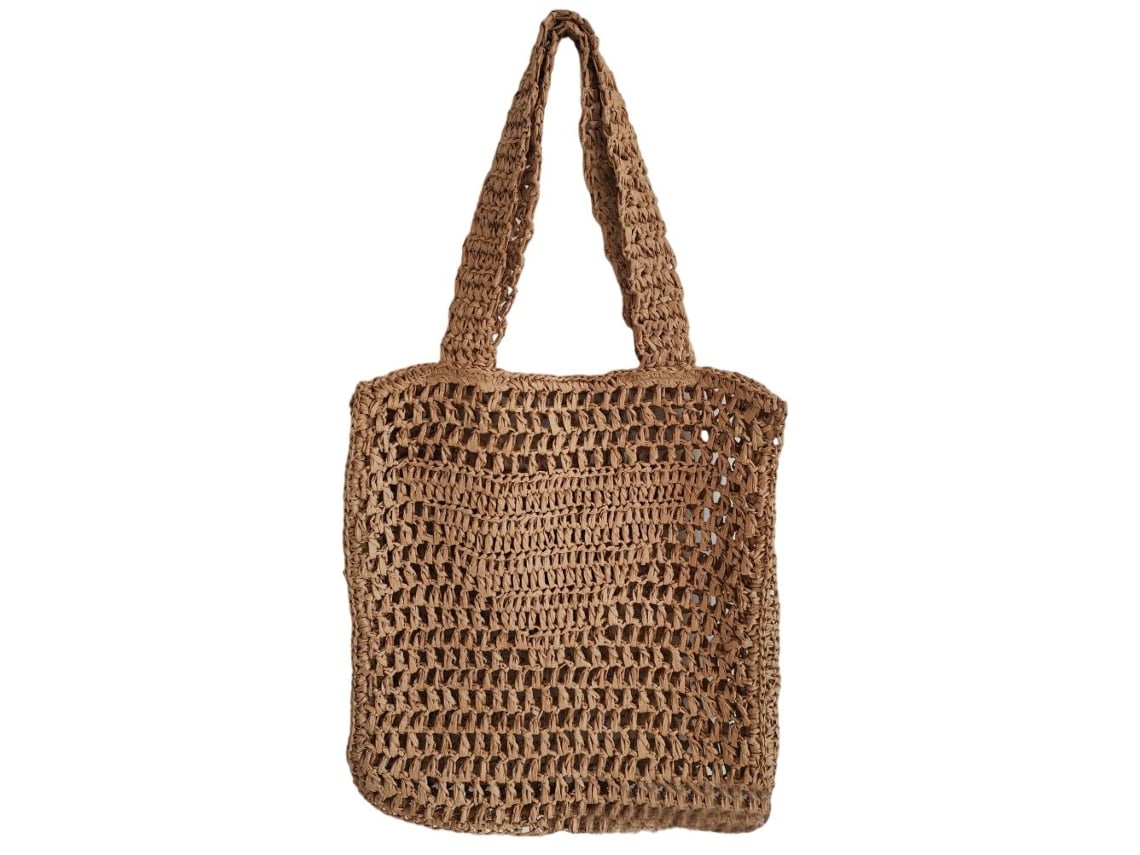 2026-bolsa De Paja Artesanal Para Viaje Playa Red De Pesca Bolso Holgado Casual Bandolera Tote