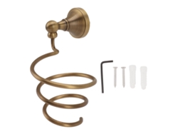 Soporte de pared de cobre para secador de pelo, ideal para salón y hogar.