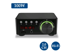 Amplificador Digital Mini Estéreo Bt5.0 100w 2 Canales Usb Aux Tf Para Home Theater Negro