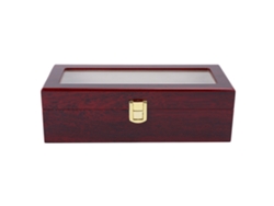 Caja De Madera Para Exhibición Y Almacenamiento De Relojes Con 5 Compartimentos Y Ventana Transparente Antideslizante, Color Rojo.