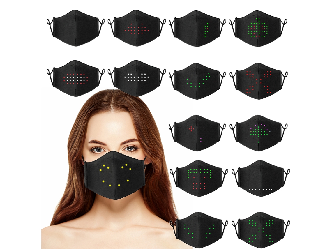 Dan26-máscara Led Activada Por Voz Inteligente, Suave Y Cómoda Con 17 Patrones Luminosos Cambiantes