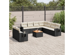 Conjunto de sofás de jardín de 10 piezas DKD Home Decor con cojines de mimbre negros