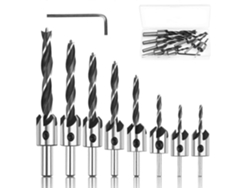 8 Brocas Conicas De Acero Hss Para Madera 3-10mm Herramientas De Taladrado Con Caja De Almacenamiento Y Llave Hexagonal