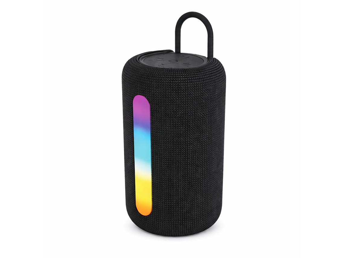 Coluna Bluetooth Portátil Recarregável Com Luz Led E Alça De Transporte Sanda Sd-6537 Preto