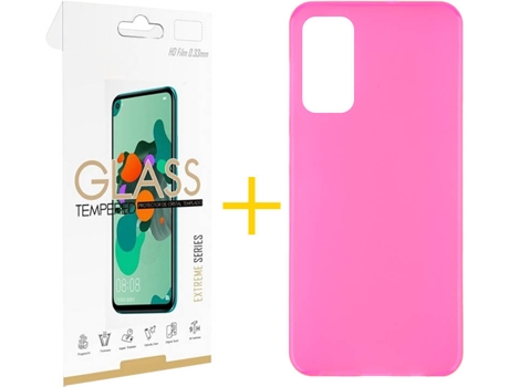 Kit Funda + Protector de Pantalla Huawei P Smart 2021 SKYHE Liso 2 Rosa