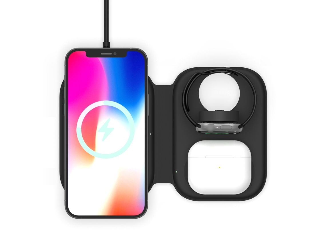 Estação De Carregamento Sem Fio 3 Em 1 F20 Carregador Rápido 15w Magnético Dobrável Para Celular Relógio Fones De Ouvido