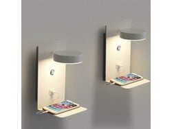 Juego De 2 Apliques Led De Pared Para Uso Interior Con Puerto Usb.