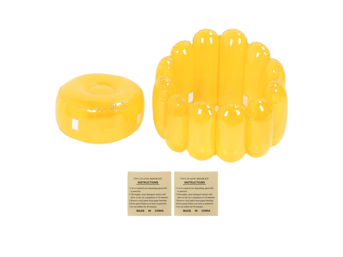 Sofá inflable portátil transparente Amarillo para interiores y exteriores