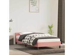 Cama Con Cabecero Sin Colchón Terciopelo Rosa 100x200 Cm