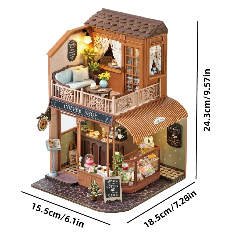 (bc001a) Juego De Muebles E Iluminación Para Casa De Muñecas De Madera Grande Para Armar Uno Mismo