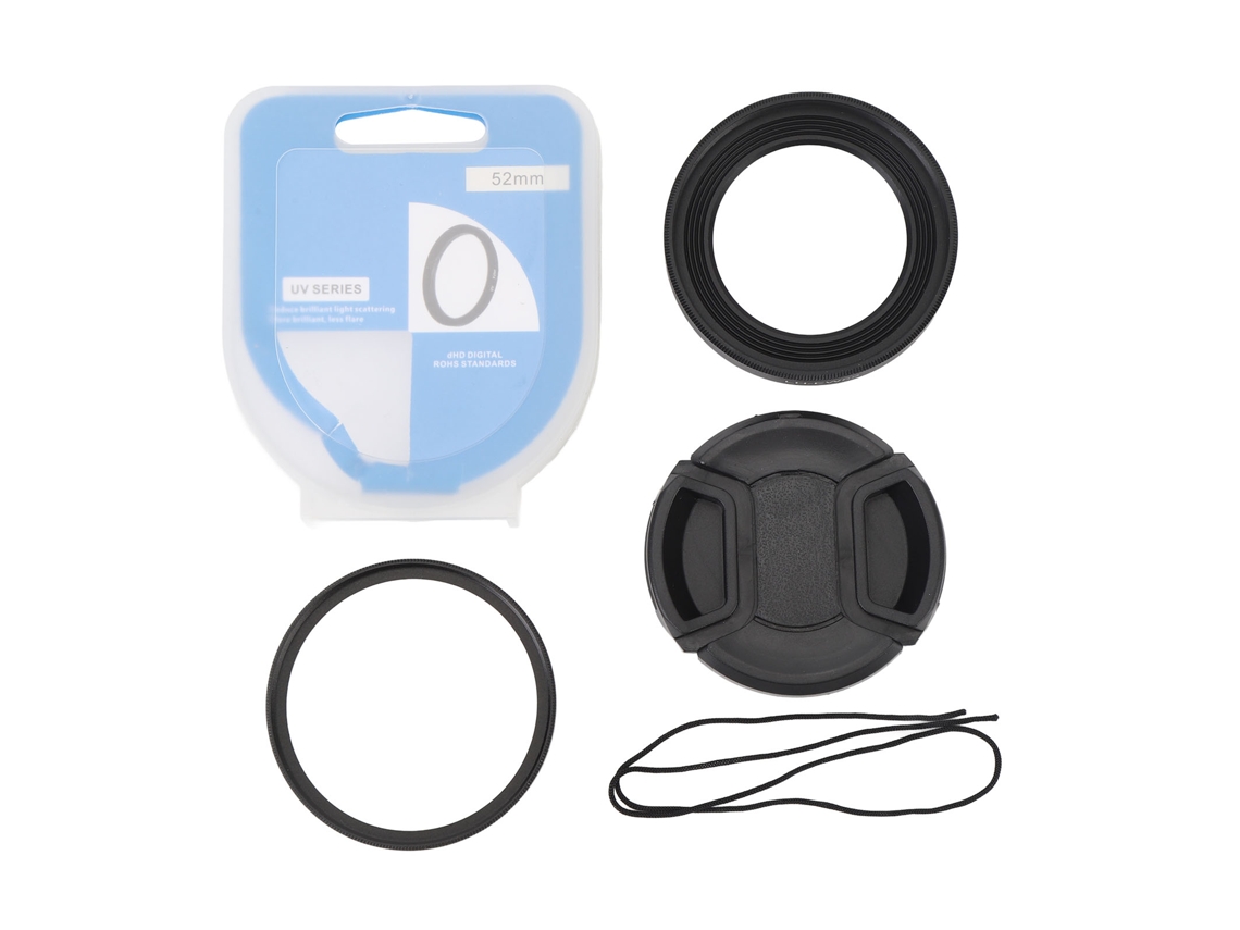 Conjunto De Parasoles Para Lentes 52mm Com Filtro Uv, Tampa E Protetor De Lente