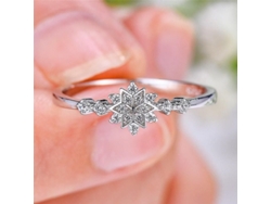 Anillo De Mujer Con Forma De Flor De Nieve Y Circonita, Oro De 925, Estilo Romántico Y Coqueto, Ideal Para Compromiso.
