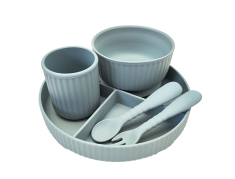 Juego De Cubiertos Infantiles - Complemento Alimenticio - Gris Claro - Diseño Moderno JEIIBRZUI