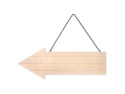 Flecha de madera y cadena de metal - para colgar - 39 x 14,5 cm