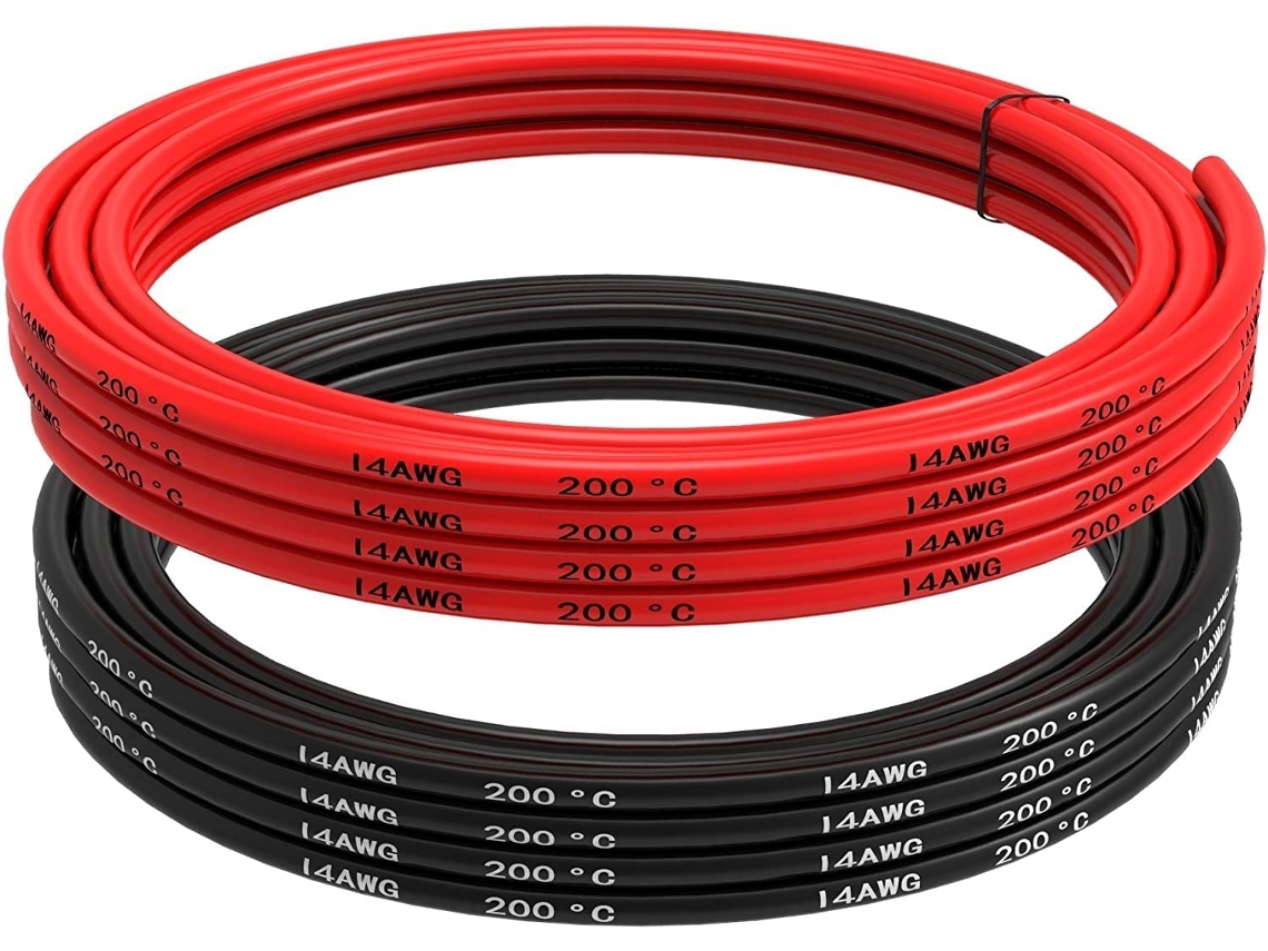 Pieza para Teledirigidos Cable de silicona 14 AWG Cable eléctrico flexible 5 metros [2,5 m negro y 2,5 m rojo]