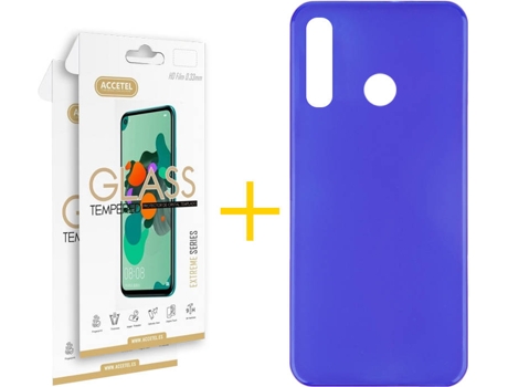 Kit Funda + 2 Protectores de Pantalla Huawei P Smart 2019 Plus ACCETEL Liso 8 Azul