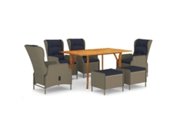 vidaXL Juego de comedor de jardín 7 piezas marrón