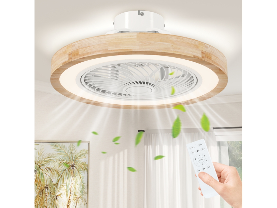 Ventilador Techo Led Con Mando 6 Velocidades Silencioso Marrón