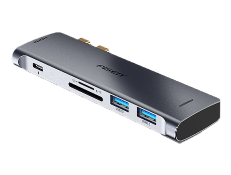 Adaptador PISEN Nj-Tc22 6In1 Tipo-C a Thunderbolt3 2Usb3.0 HDMI Sd/TF para Huawei Macbookpro/Air