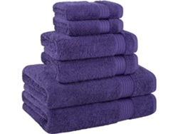 Juego De 6 Toallas De Algodón, Suaves, Absorbentes Y De Secado Rápido, 100% Algodón Morado. Siurn