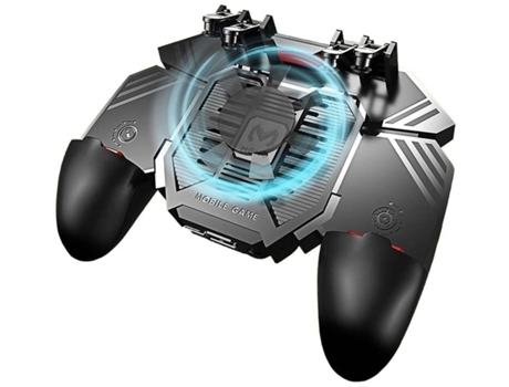Controlador de telefone com ventilador, controlador de gamepad portátil de 6 dedos gamepad l1r1 joystick universal para smartphone com largu