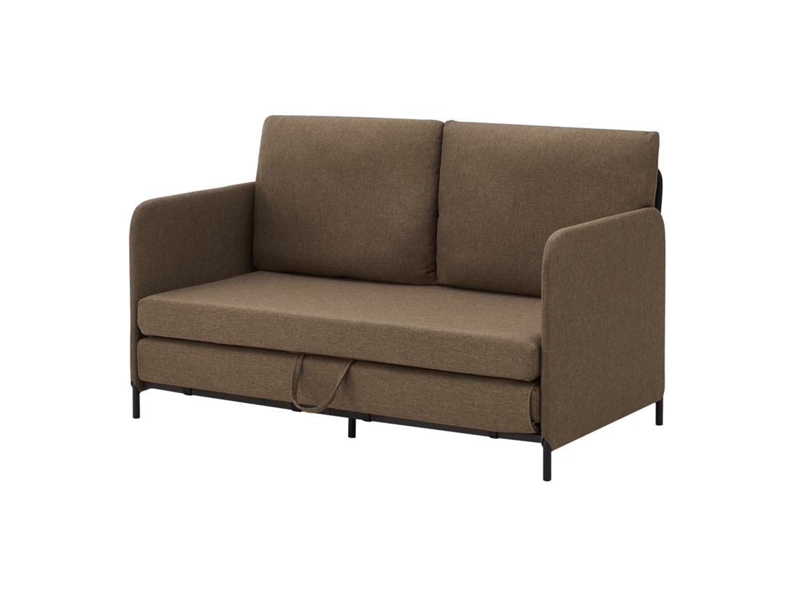 Sofá cama Soini plegable diseño 2 en 1 espuma textil metal 78 x 125 x 67 cm Marrón [EN.CASA]