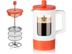 Cafetera de prensa francesa, vidrio de borosilicato resistente al calor, color naranja y blanco Eifson (1000 ml)