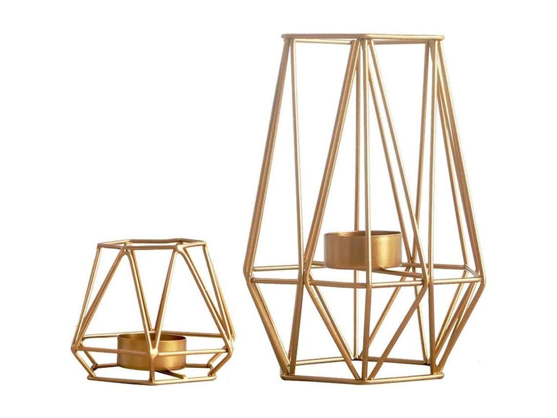 Juego de candelabros geométricos de hierro forjado, candelabros de té, decoración de mesa