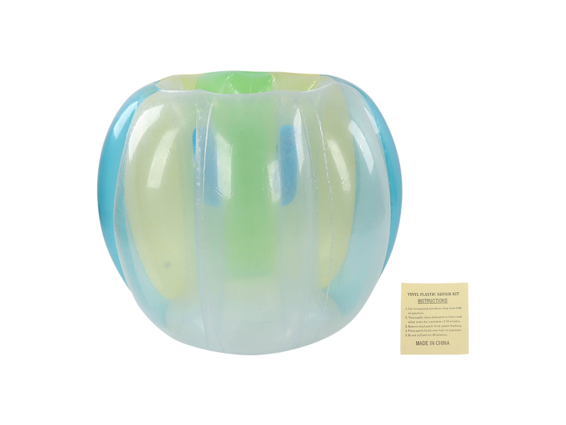 Pelota inflable de burbujas, 90 x 75 cm, plegable y portátil, para juegos de fiesta, azul, amarillo y verde.