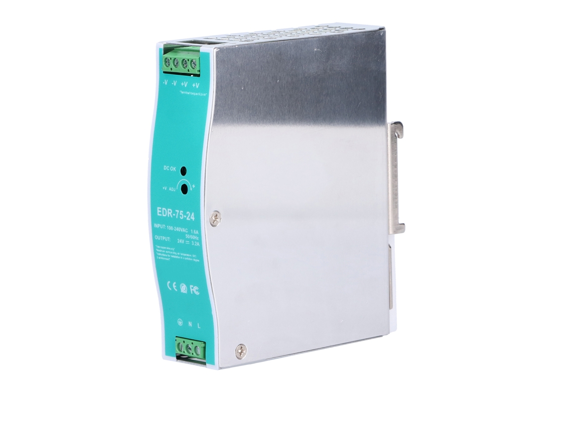 Fonte De Alimentação Dinrail Industrial Edr7524, 24v Cd, 100-240v Ca, Equipamento Elétrico