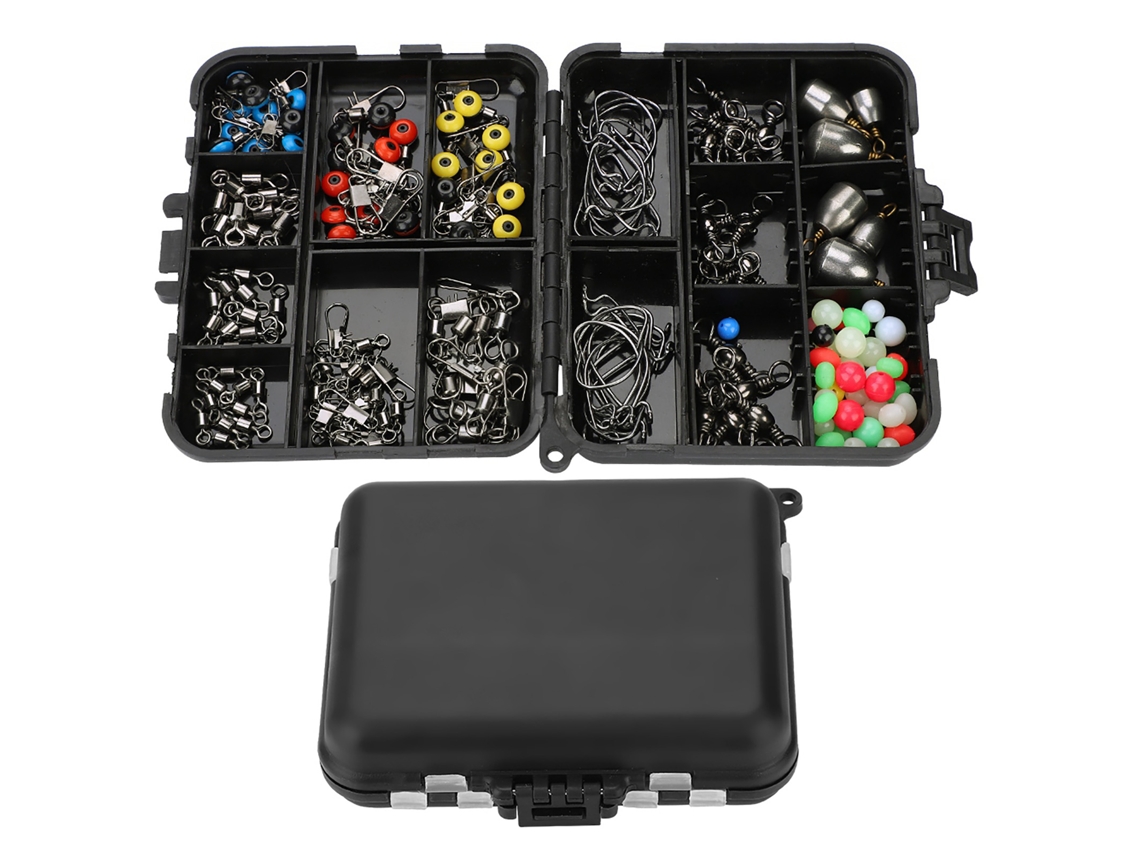 Kit De Accesorios De Pesca Con 160 Piezas: Anzuelo Para Jig, Eslabón Giratorio, Cuenta Y Caja De Herramientas.
