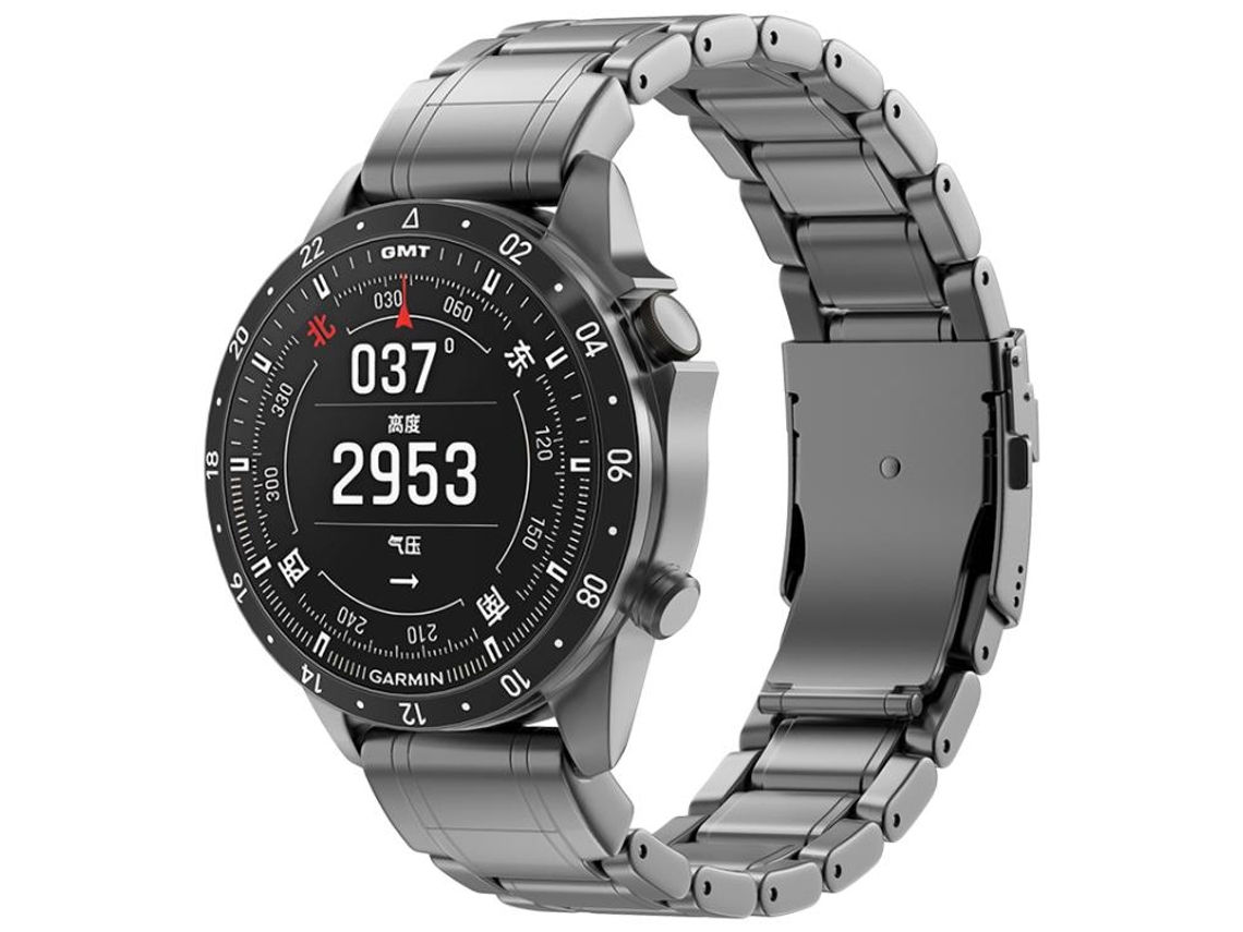 Bracelete Para Garmin (26mm) - Titânio Puro - Fivela De Segurança Cinza