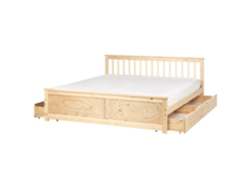 Cama doble Olendon de BELIANI en pino marrón claro 189x206x82